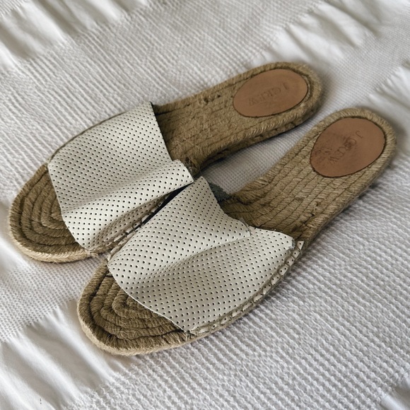 J. Crew Valencia White Perforated Leather Sandals